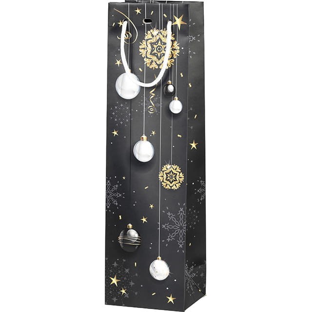 Torebka na 1 butelkę czarna bombki SB234-1B