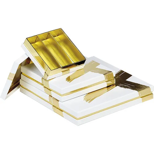 Pudełko na praliny biało złote 15x15x3cm PC290MOR