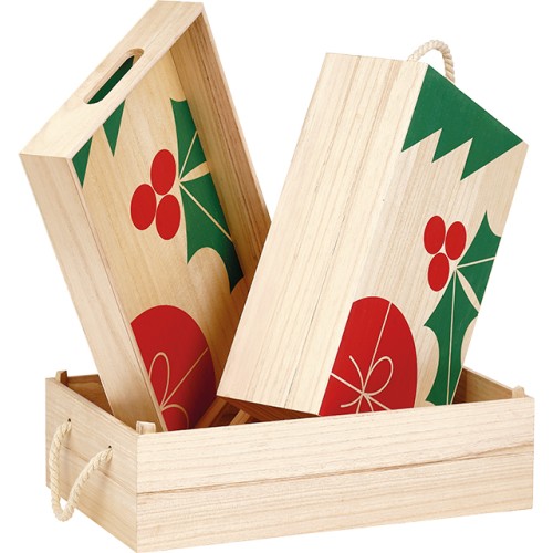 Drewniana skrzynia z tacą B293M 35x21x12cm